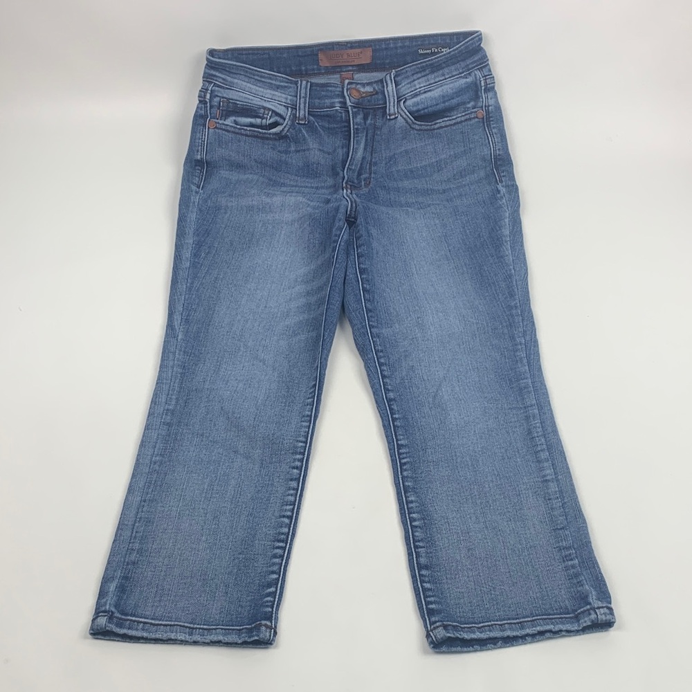 Judy Blue Skinny Fit Capri medium Blue Ankle Jeans Size 5/27 Stretch EUC
